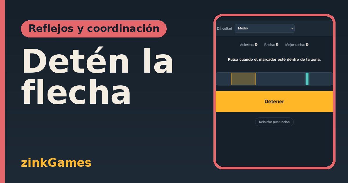 Captura del juego Detén la flecha: Un marcador se mueve solo y tú lo detienes con un único botón cuando esté dentro de la…