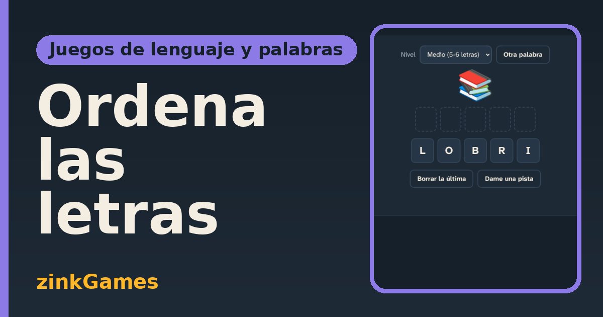 Captura del juego Ordena las letras: Forma la palabra tocando las letras mezcladas en el orden correcto, con un dibujo de…