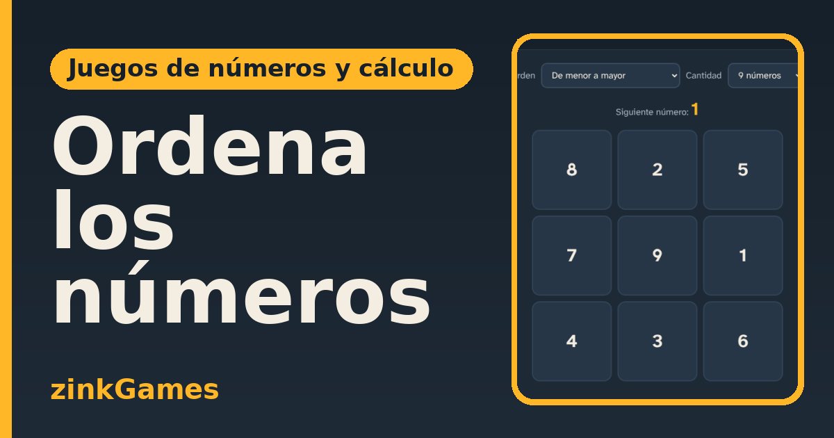 Captura del juego Ordena los números: Toca los números en orden, del más pequeño al más grande. Tres niveles (del 1 al 6, al 9…
