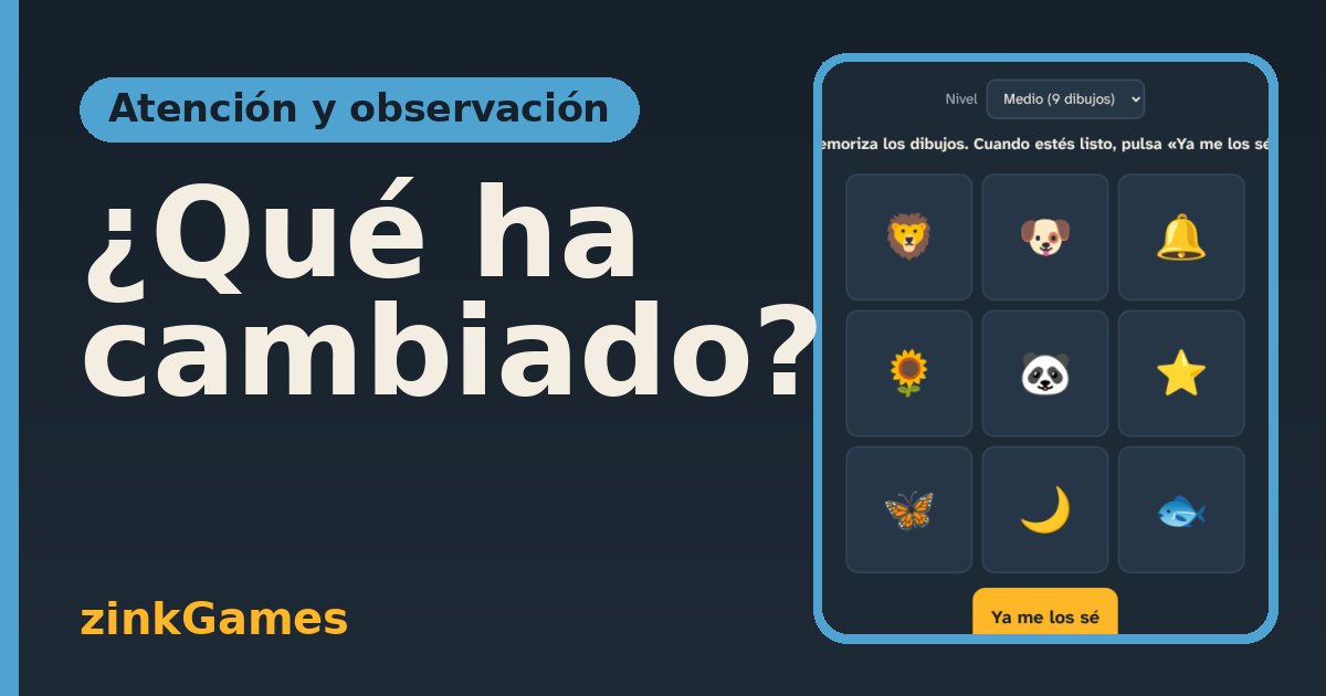 Captura del juego ¿Qué ha cambiado?: Memoriza un conjunto de dibujos y encuentra el que ha cambiado. Sin cronómetro, con tres…