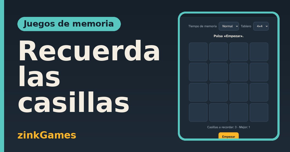Captura del juego Recuerda las casillas: Memoriza qué casillas se iluminan y pulsa todas después, en el orden que quieras. Tres…